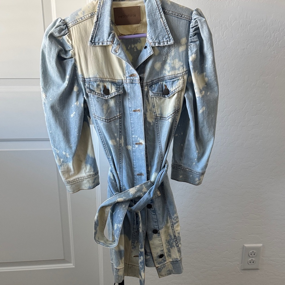 Retrofete Light Blue and Cream Denim Jacket